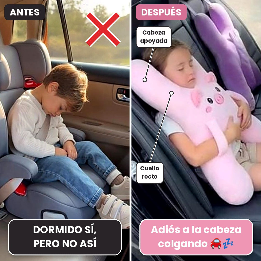 Posicion como debe viaje un niño con la almohada